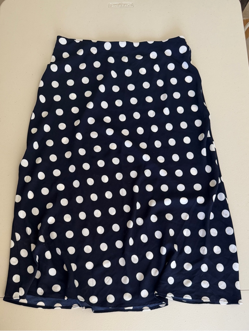 Halogen Navy and White Polka Dot A-Line Skirt M
